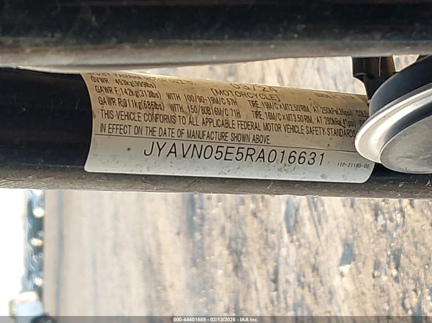 2024 Yamaha Xvs950 Cud VIN: JYAVN05E5RA016631 Lot: 44401589