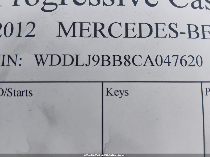 2012 Mercedes-Benz Cls 550 4Matic VIN: WDDLJ9BB8CA047620 Lot: 44405344