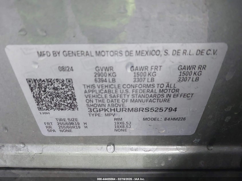 2024 Honda Prologue Ex VIN: 3GPKHURM8RS525794 Lot: 44405564