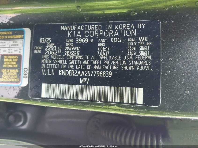 VIN KNDER2AA2S7796839 2025 KIA SELTOS EX