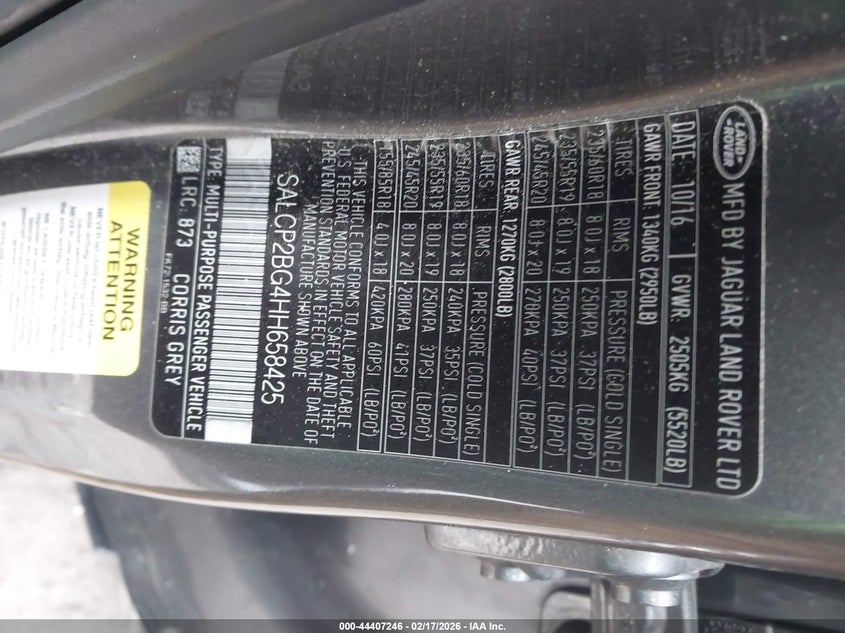 2017 Land Rover Discovery Sport Se VIN: SALCP2BG4HH658425 Lot: 44407246