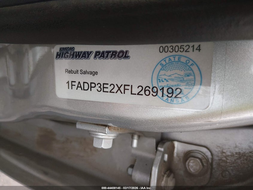 2015 Ford Focus S VIN: 1FADP3E2XFL269192 Lot: 44408145