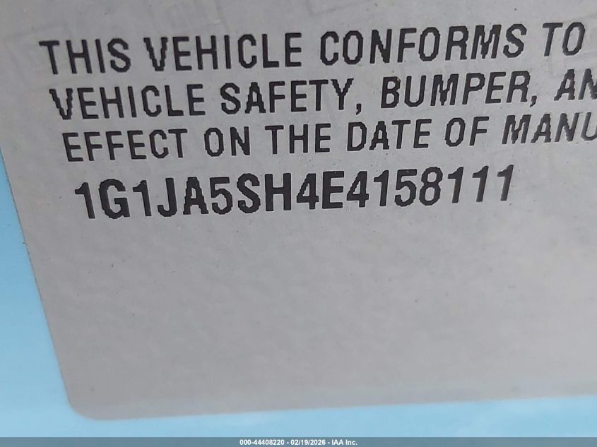 2014 Chevrolet Sonic Ls Auto VIN: 1G1JA5SH4E4158111 Lot: 44408220