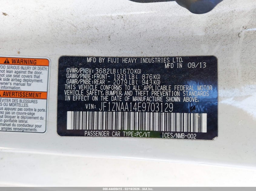 2014 Scion Fr-S VIN: JF1ZNAA14E9703129 Lot: 44408415