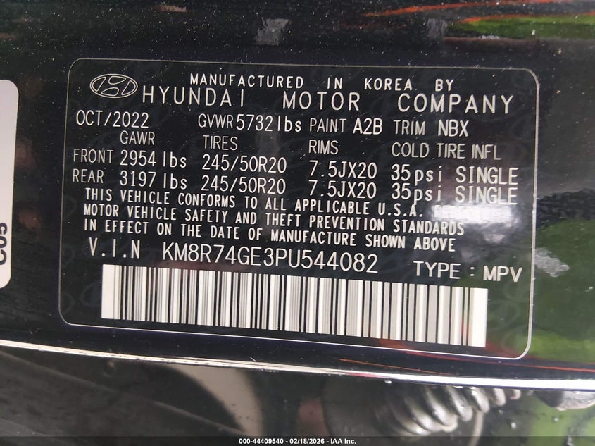 2023 Hyundai Palisade Calligraphy VIN: KM8R74GE3PU544082 Lot: 44409540