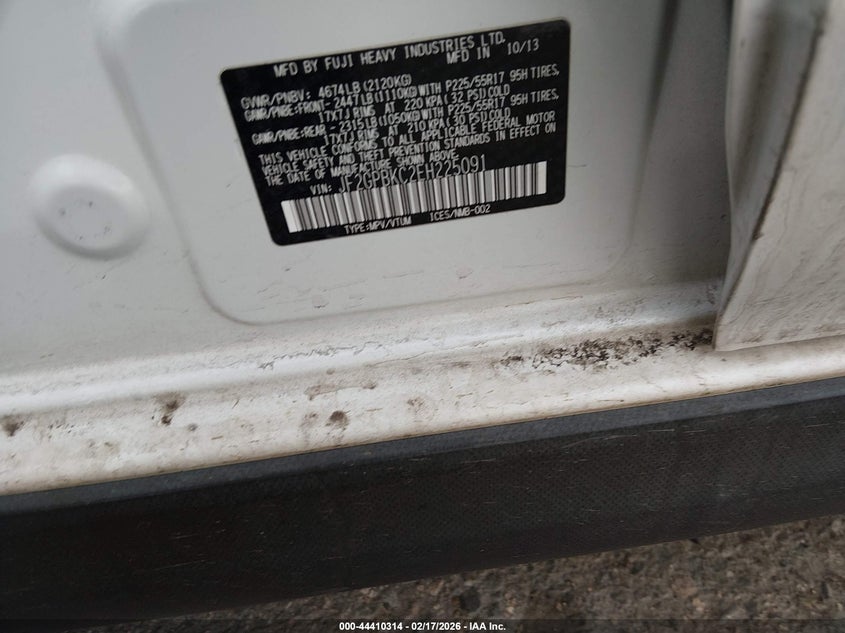 2014 Subaru Xv Crosstrek Hybrid 2.0I Touring VIN: JF2GPBKC2EH225091 Lot: 44410314