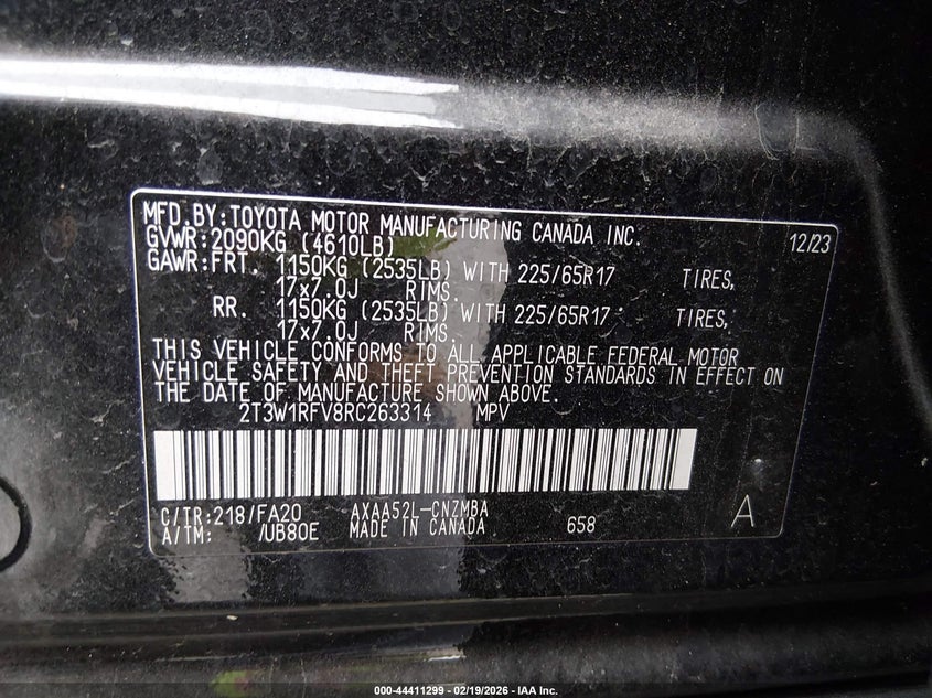 VIN 2T3W1RFV8RC263314 2024 TOYOTA RAV4 XLE