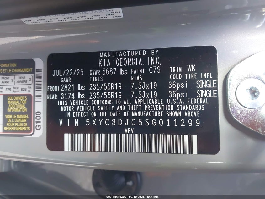 2025 Kia Ev6 Light/Wind/Light Long Range VIN: 5XYC3DJC5SG011299 Lot: 44411300