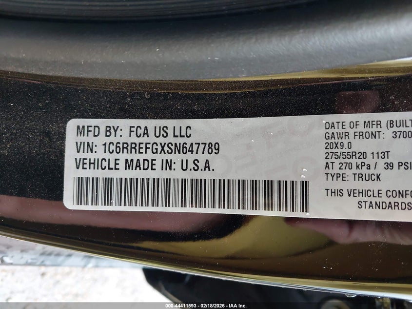 2025 RAM 1500 3.6L V-6 DOHC, VVT, (VIN: 1C6RREFGXSN647789