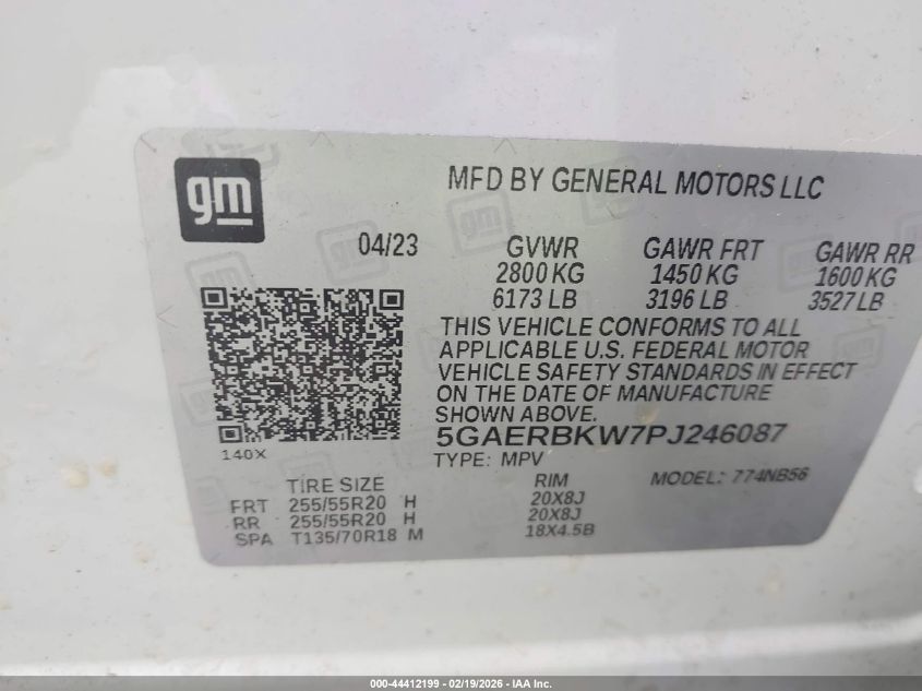 2023 Buick Enclave Essence Fwd VIN: 5GAERBKW7PJ246087 Lot: 44412199
