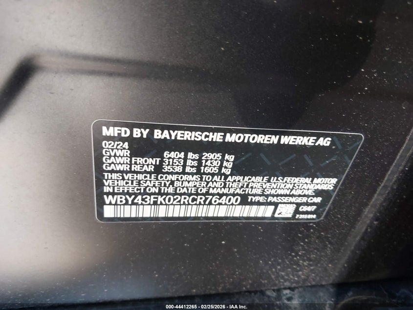 2024 BMW I5 M60 VIN: WBY43FK02RCR76400 Lot: 44412265