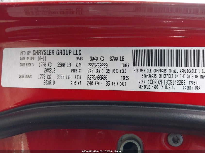 2012 Ram 1500 5.7 Ram St red Lot 111044413100 Vin 1C6RD7FT8CS142263