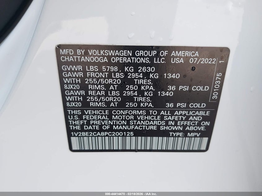 2023 Volkswagen Atlas Cross Sport 3.6L V6 Sel VIN: 1V2BE2CA8PC200125 Lot: 44414470