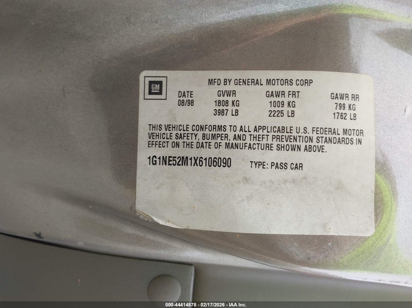 1999 Chevrolet Malibu Ls VIN: 1G1NE52M1X6106090 Lot: 44414878