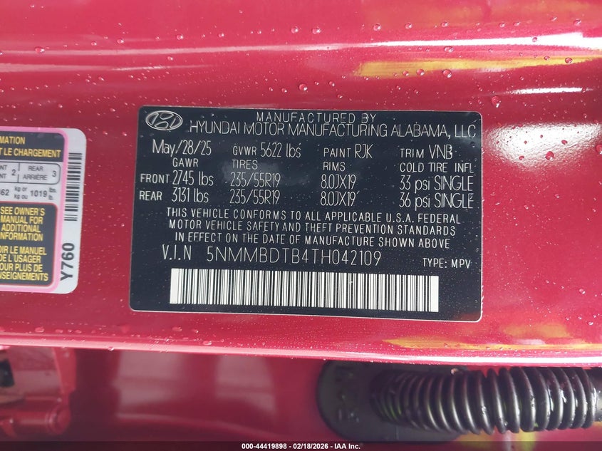 VIN 5NMMBDTB4TH042109 2026 GENESIS GV70 2.5T ADVANCED