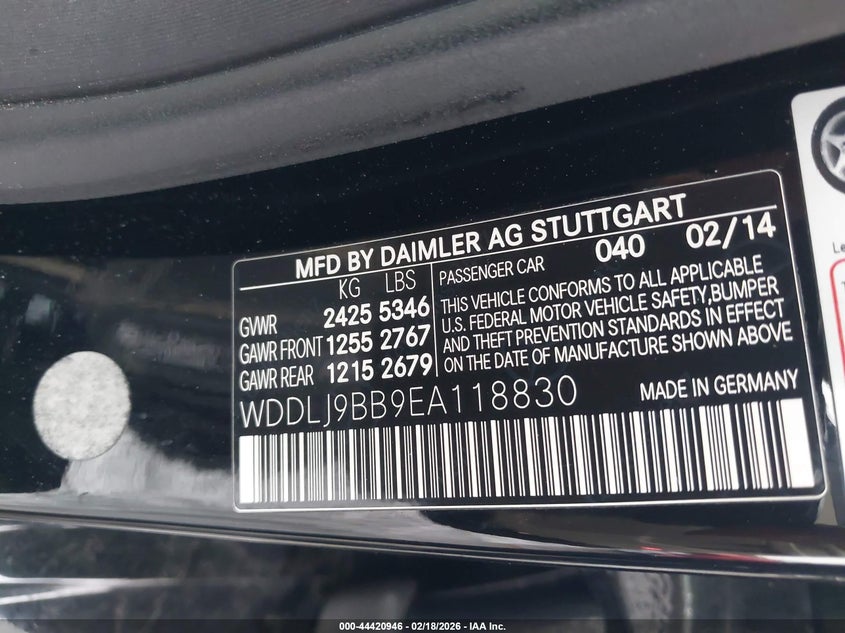 2014 Mercedes-Benz Cls 550 4Matic VIN: WDDLJ9BB9EA118830 Lot: 44420946