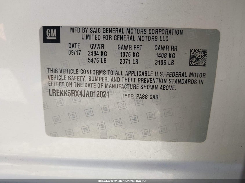 2018 Cadillac Ct6 Plug-In Standard VIN: LREKK5RX4JA012021 Lot: 44421232
