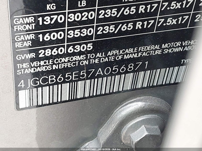 2007 Mercedes-Benz R 350 4Matic VIN: 4JGCB65E57A056871 Lot: 44423481