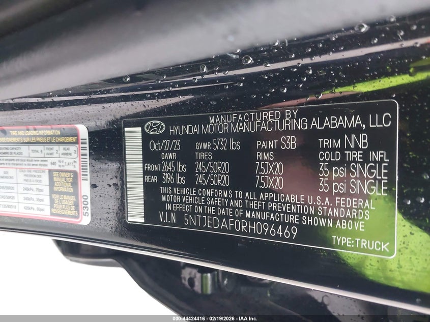 2024 Hyundai Santa Cruz Limited VIN: 5NTJEDAF0RH096469 Lot: 44424416