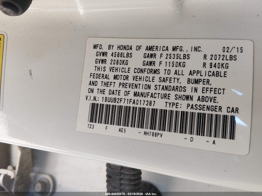 2015 Acura Tlx V6 Advance VIN: 19UUB2F71FA017387 Lot: 44425378