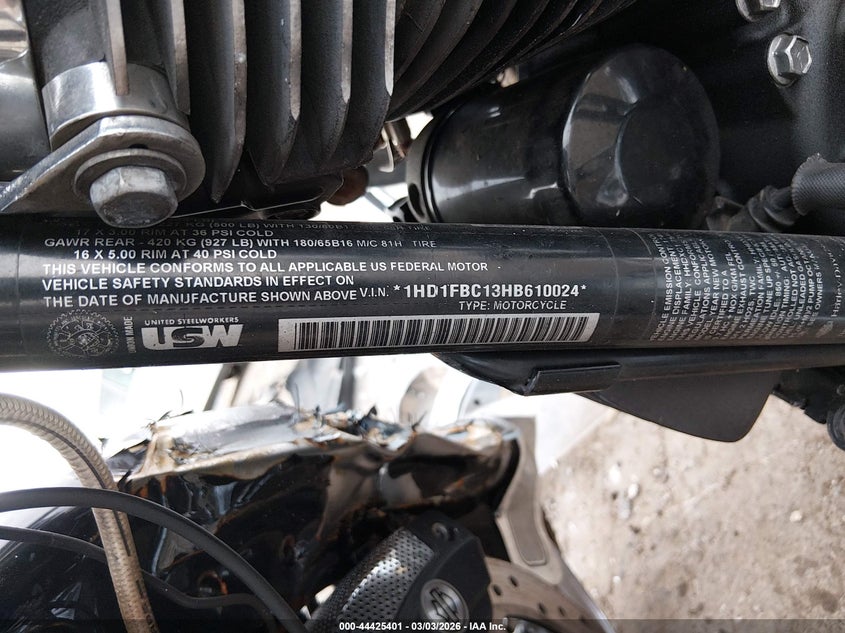 2017 Harley-Davidson Flhr Road King VIN: 1HD1FBC13HB610024 Lot: 44425401