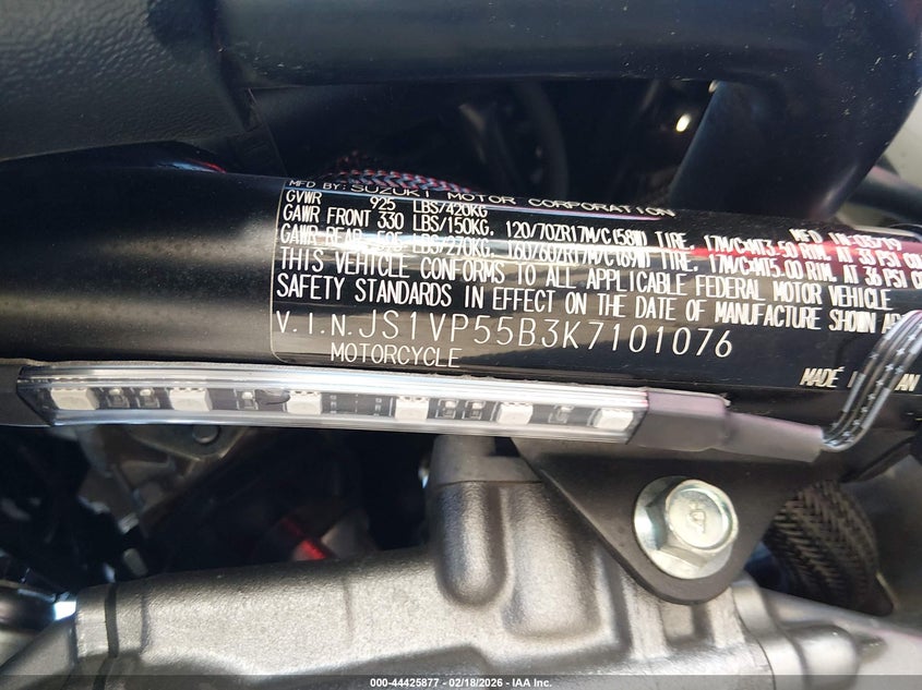 2019 Suzuki Sv650 A/X VIN: JS1VP55B3K7101076 Lot: 44425877