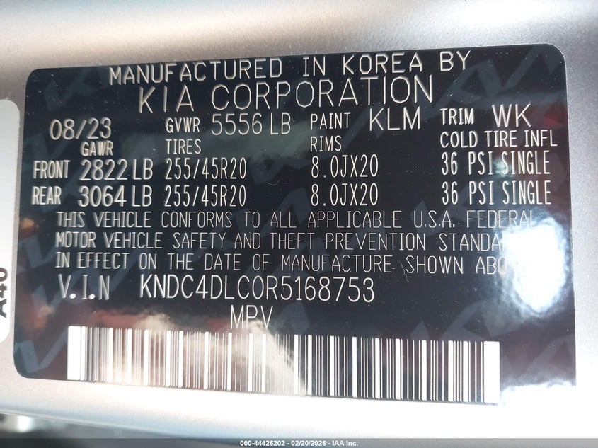 2024 Kia Ev6 Gt-Line VIN: KNDC4DLC0R5168753 Lot: 44426202