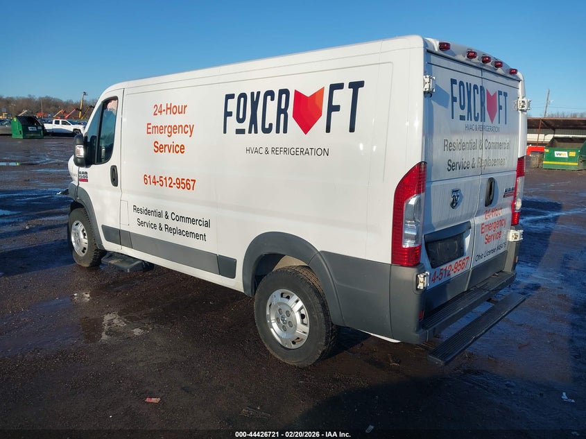 Vin: 3c6trvag9ge116561, lot: 44923313, ram promaster 1500 low roof 20163