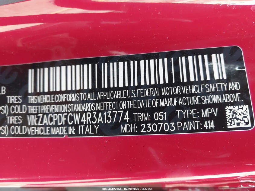 2024 Dodge Hornet R/T Eawd VIN: ZACPDFCW4R3A13774 Lot: 44427954