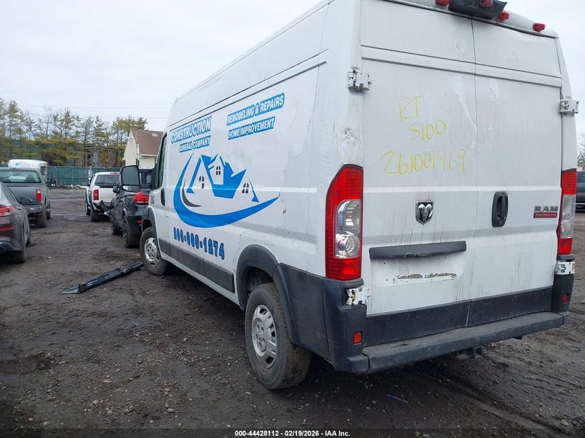 Vin: 3c6trvdgxke513314, lot: 44924704, ram promaster 2500 high roof 159 wb 20193