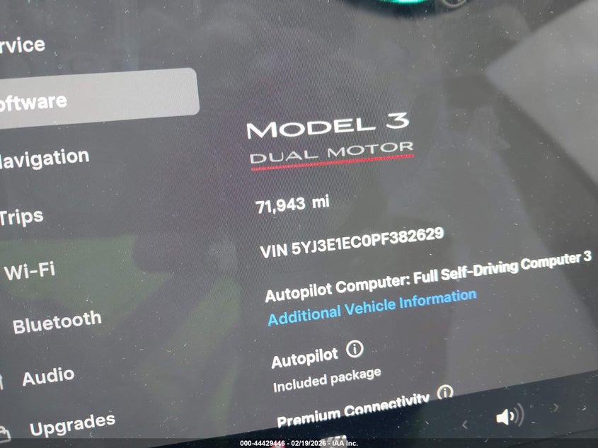 2023 Tesla Model 3 Performance Dual Motor All-Wheel Drive VIN: 5YJ3E1EC0PF382629 Lot: 44429446