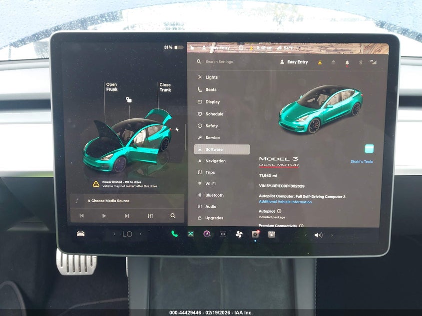 2023 Tesla Model 3 Performance Dual Motor All-Wheel Drive VIN: 5YJ3E1EC0PF382629 Lot: 44429446