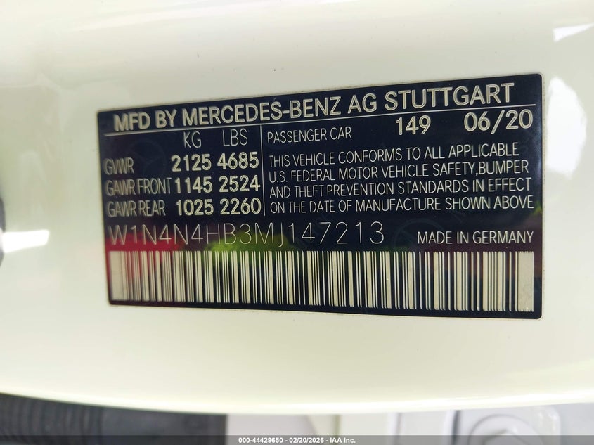 2021 Mercedes-Benz Gla 250 4Matic VIN: W1N4N4HB3MJ147213 Lot: 44429650