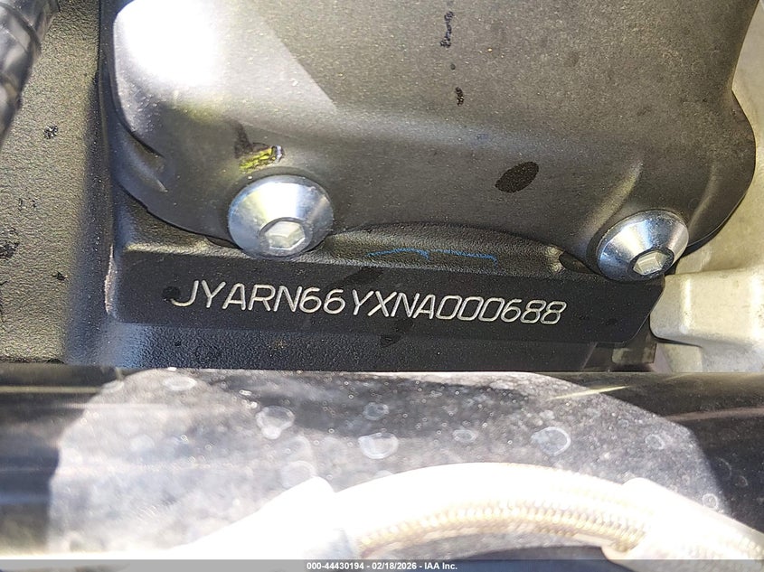 2022 Yamaha Yzfr1 VIN: JYARN66YXNA000688 Lot: 44430194