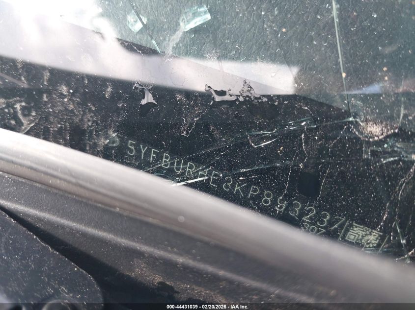 2019 Toyota Corolla Le VIN: 5YFBURHE8KP893237 Lot: 44431039