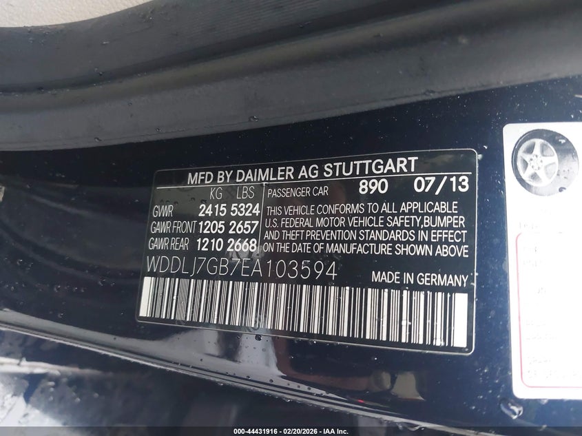 2014 Mercedes-Benz Cls 63 Amg S 4Matic VIN: WDDLJ7GB7EA103594 Lot: 44431916