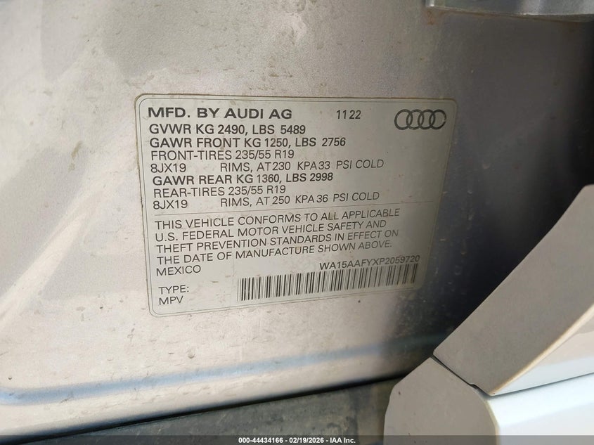 2023 Audi Q5 Sportback Premium Plus 45 Tfsi S Line Quattro S Tronic VIN: WA15AAFYXP2059720 Lot: 44434166