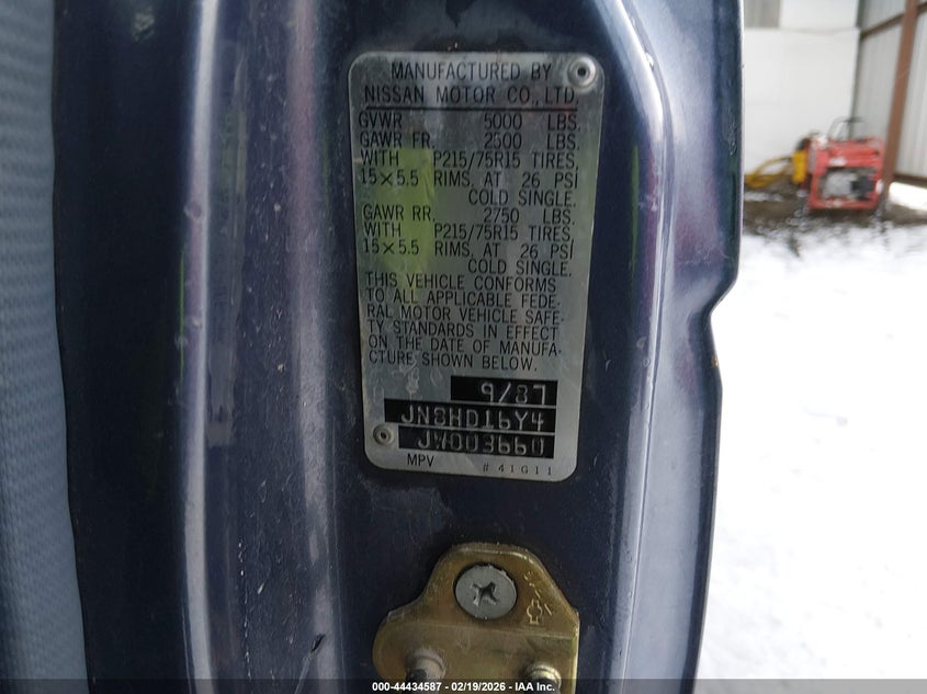 1988 Nissan Pathfinder VIN: JN8HD16Y4JW003660 Lot: 44434587