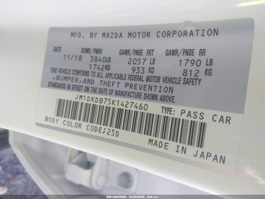 2019 Mazda Cx-3 Sport VIN: JM1DKDB75K1427460 Lot: 44435066