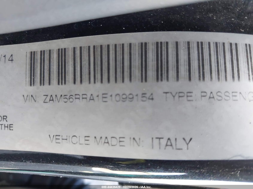 2014 Maserati Quattroporte S Q4 VIN: ZAM56RRA1E1099154 Lot: 44436429