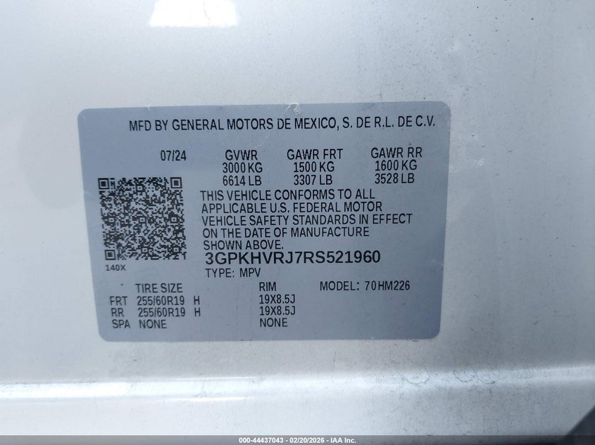 2024 Honda Prologue Ex VIN: 3GPKHVRJ7RS521960 Lot: 44437043
