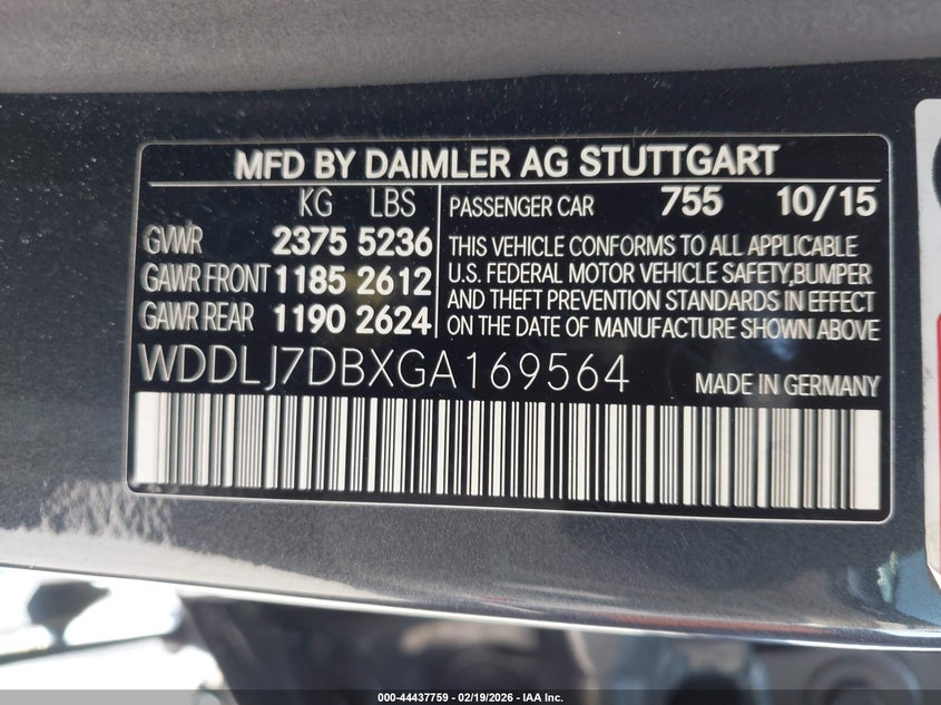 2016 Mercedes-Benz Cls 550 VIN: WDDLJ7DBXGA169564 Lot: 44437759