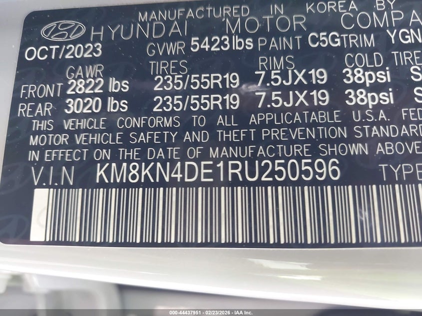 2024 Hyundai Ioniq 5 Sel VIN: KM8KN4DE1RU250596 Lot: 44437951