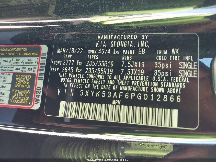 VIN 5XYK53AF6PG012866 2023 KIA SPORTAGE SX-PRESTIGE