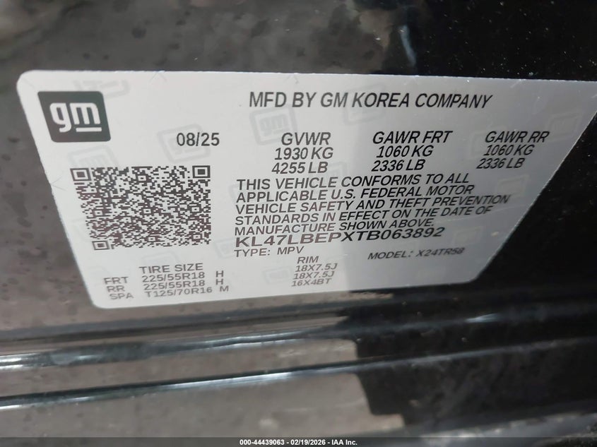 2026 Buick Envista Sport Touring Fwd VIN: KL47LBEPXTB063892 Lot: 44439063