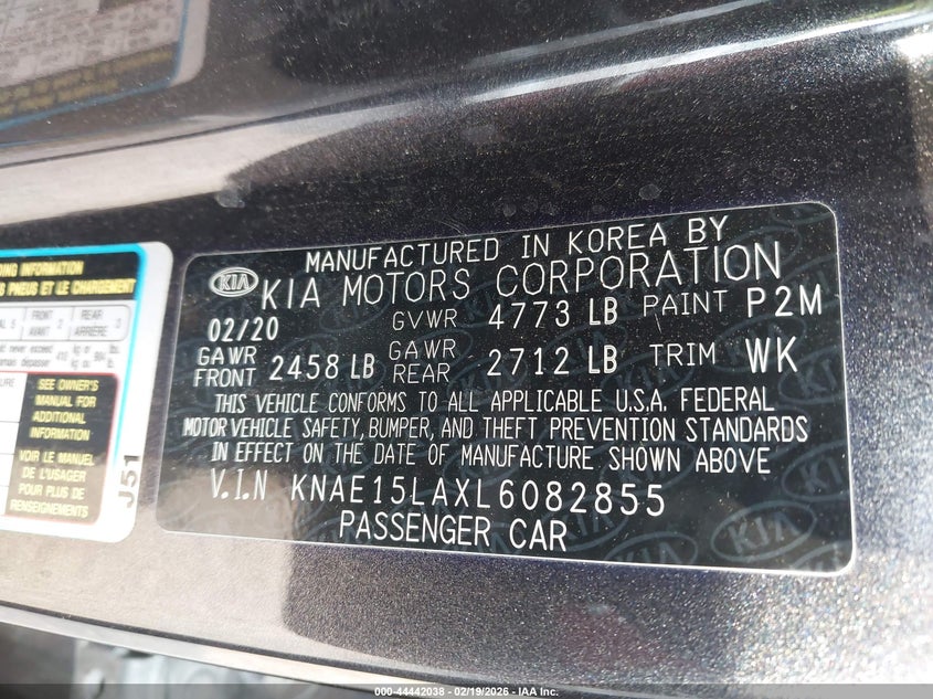 2020 Kia Stinger Gt-Line VIN: KNAE15LAXL6082855 Lot: 44442038