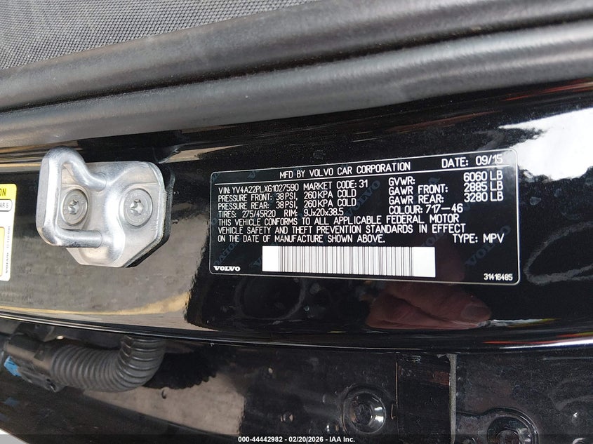 2016 Volvo Xc90 T6 Inscription VIN: YV4A22PLXG1027590 Lot: 44442982