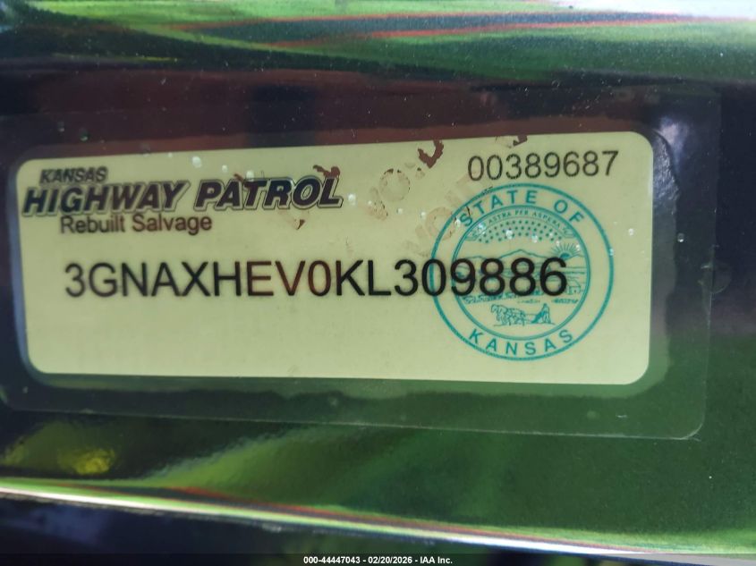 2019 Chevrolet Equinox Ls VIN: 3GNAXHEV0KL309886 Lot: 44447043