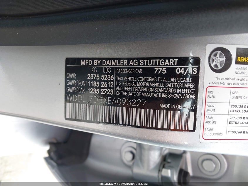 2014 Mercedes-Benz Cls 550 VIN: WDDLJ7DBXEA093227 Lot: 44447713