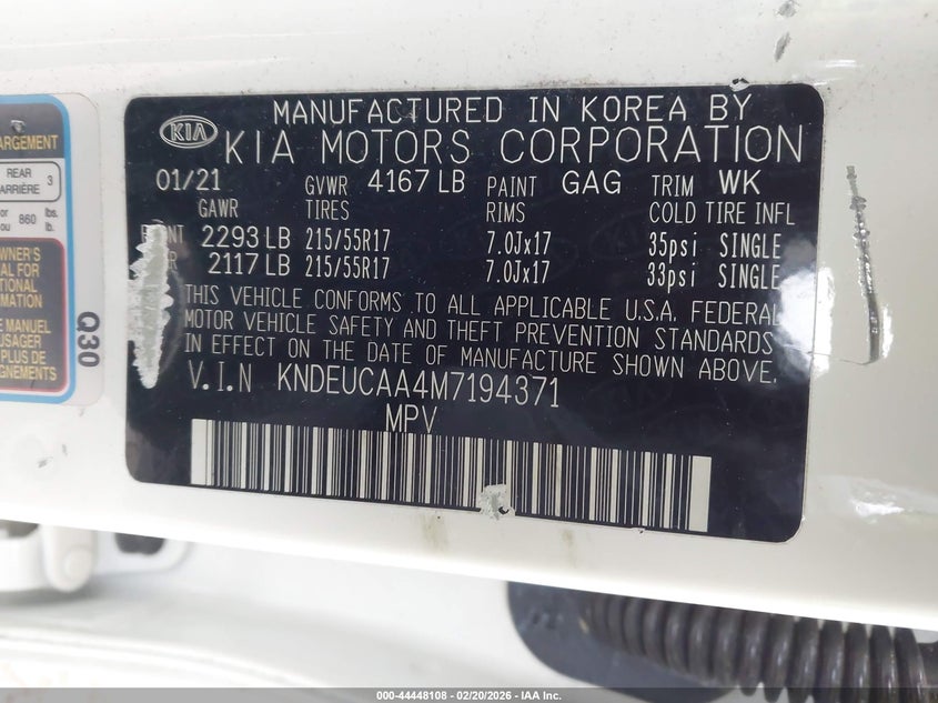 2021 Kia Seltos S VIN: KNDEUCAA4M7194371 Lot: 44448108